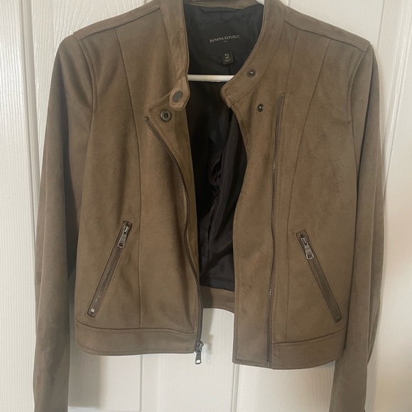 Banana Republic banded collar vegan suede moto jacket - Picture 2 of 10